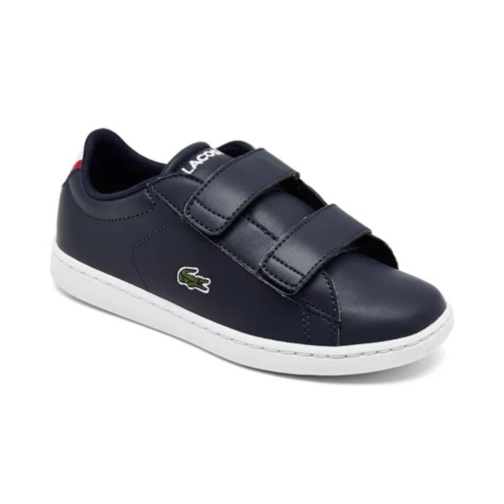 Lacoste Navy & White Carnaby EVO Strap Stay-Put Closure Casual Sneakers Size 5
